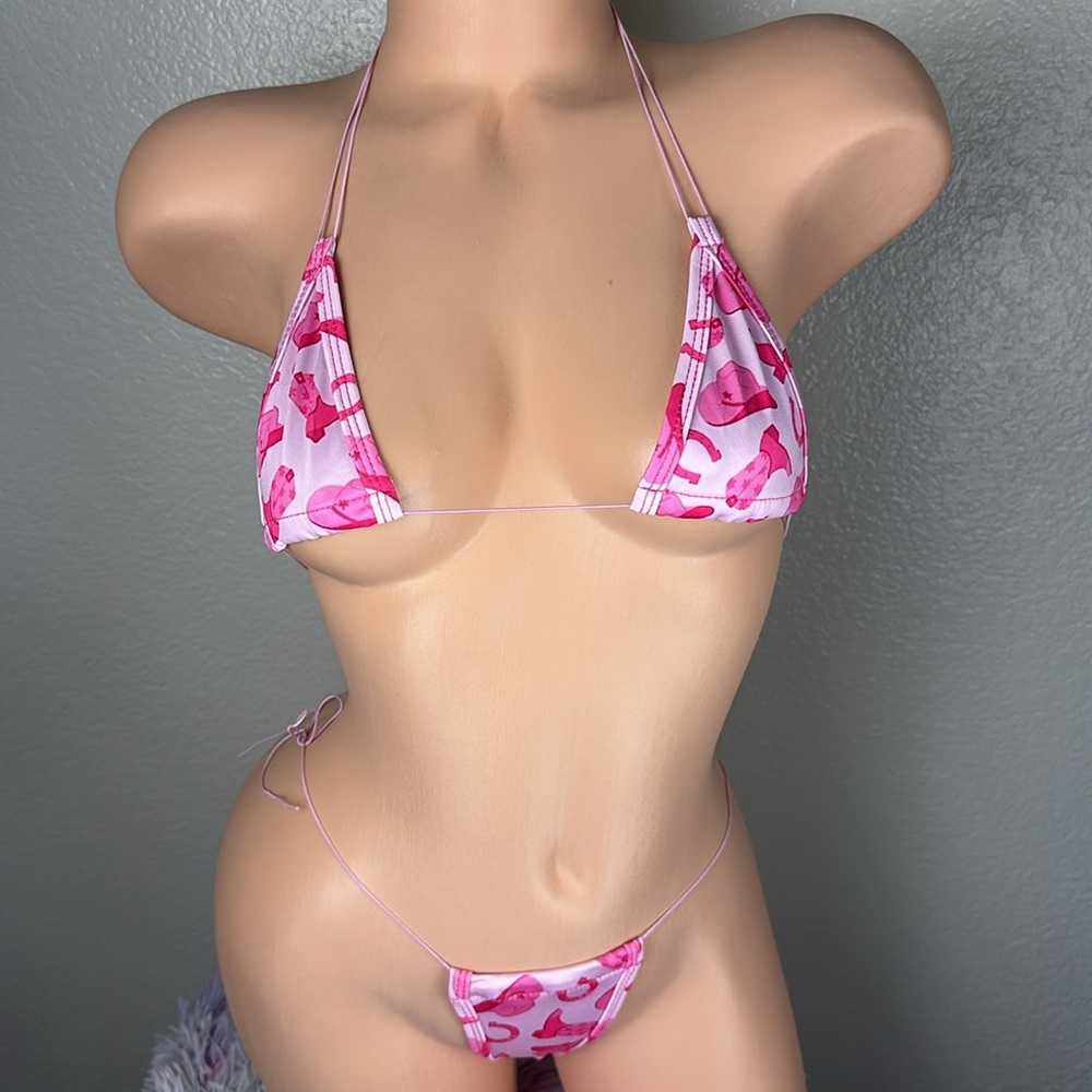 NEW Cowgirl Pattern Stripper Dancer Micro Bikini Set OS